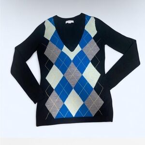 Navy Blue Argyle Sweater